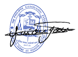 Signature et sceau officiel de Mgr Philippe Guiougou